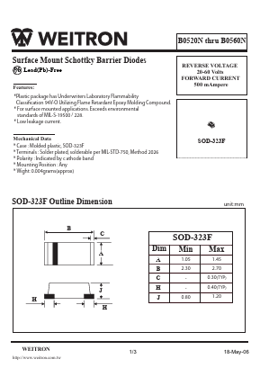 B0550N Datasheet PDF Weitron Technology