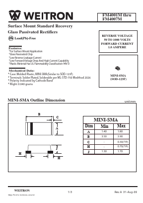 FM4001M Datasheet PDF Weitron Technology