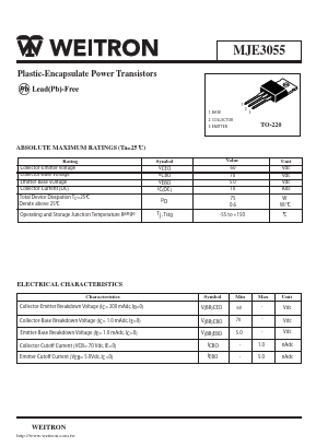 MJE3055 Datasheet PDF Weitron Technology