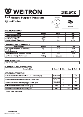 2SB1197K Datasheet PDF Weitron Technology