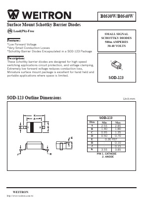 B0540W Datasheet PDF Weitron Technology
