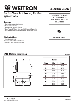 RS1AB Datasheet PDF Weitron Technology