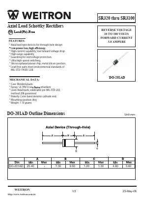 SR340 Datasheet PDF Weitron Technology