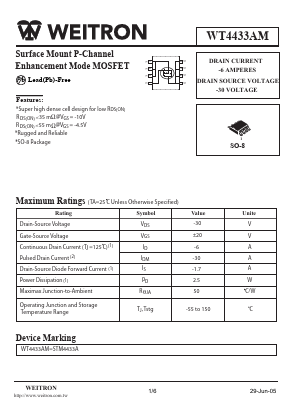 STM4433A Datasheet PDF Weitron Technology