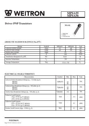 MPSA56 Datasheet PDF Weitron Technology