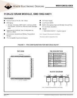 WS512K32-70G2TMA Datasheet PDF White Electronic Designs => Micro Semi