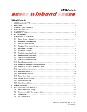 W9812G2GH Datasheet PDF Winbond