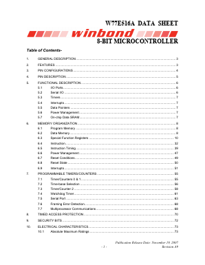 W77E516A Datasheet PDF Winbond