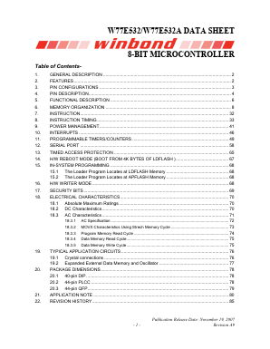 W77E532A Datasheet PDF Winbond