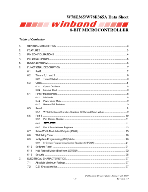W78E365A Datasheet PDF Winbond