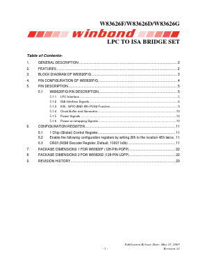 W83626F Datasheet PDF Winbond