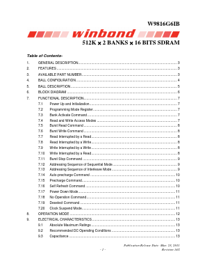 W9816G6IB-6 Datasheet PDF Winbond