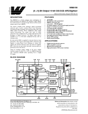 XWM8190CDW/V Datasheet PDF Wolfson Microelectronics plc