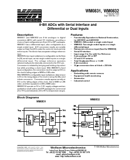 WM0831 Datasheet PDF Wolfson Microelectronics plc