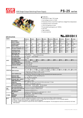 PS-25 Datasheet PDF XP Power Limited