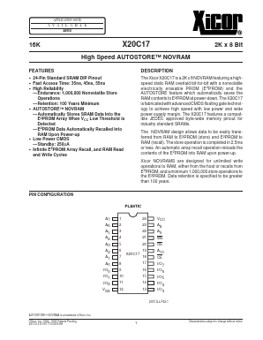 X20C17P-35 Datasheet PDF Xicor -> Intersil