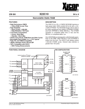 X22C10PI Datasheet PDF Xicor -> Intersil