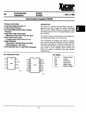 X2402PI Datasheet PDF Xicor -> Intersil