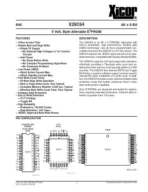 X28C64JI Datasheet PDF Xicor -> Intersil