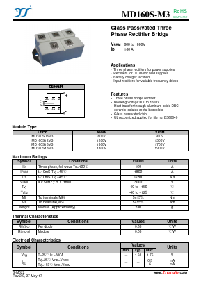 MD160S-M3 Datasheet PDF Yangzhou yangjie electronic co., Ltd