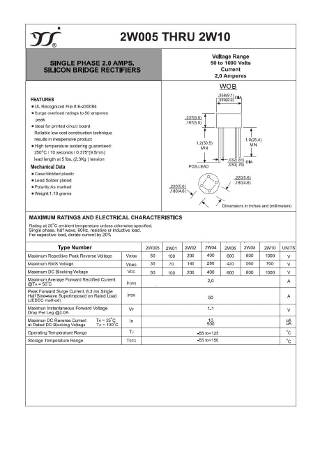 2W10 Datasheet PDF Yangzhou yangjie electronic co., Ltd