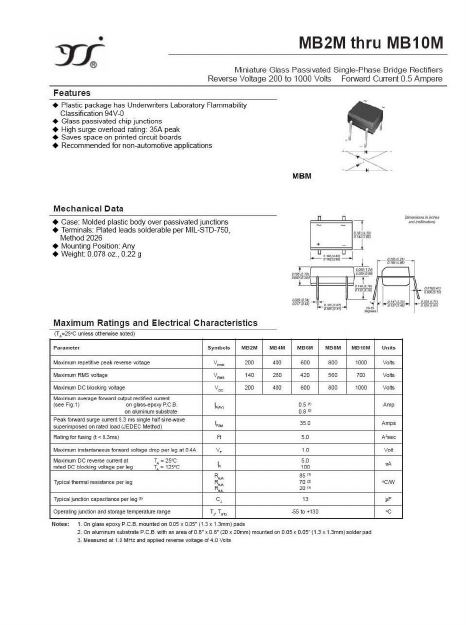 MB10M Datasheet PDF Yangzhou yangjie electronic co., Ltd