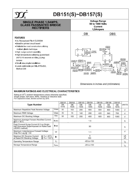 DB156S Datasheet PDF Yangzhou yangjie electronic co., Ltd
