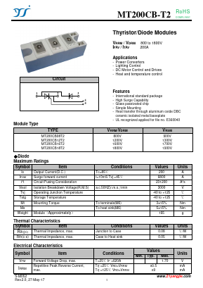 MT200CB18T2 Datasheet PDF Yangzhou yangjie electronic co., Ltd