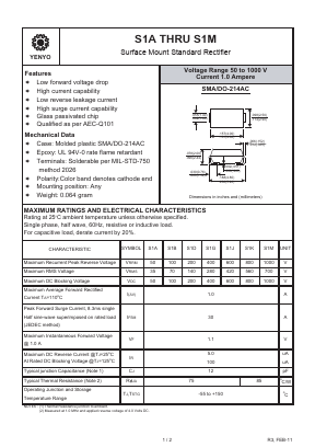 S1A Datasheet PDF YENYO TECHNOLOGY Co., Ltd