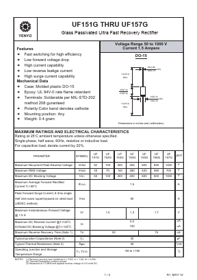 UF151G Datasheet PDF YENYO TECHNOLOGY Co., Ltd