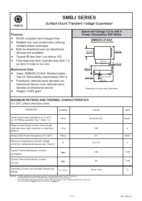 SMBJ350 Datasheet PDF YENYO TECHNOLOGY Co., Ltd