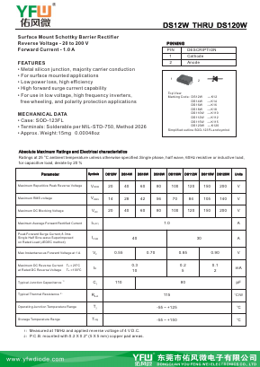 DS120W Datasheet PDF DONGGUAN YOU FENG WEI ELECTRONICS CO., LTD