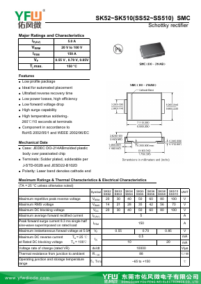 SK58-SMC Datasheet PDF DONGGUAN YOU FENG WEI ELECTRONICS CO., LTD