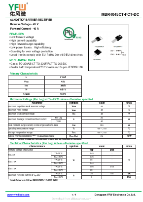 MBR4045CT Datasheet PDF DONGGUAN YOU FENG WEI ELECTRONICS CO., LTD