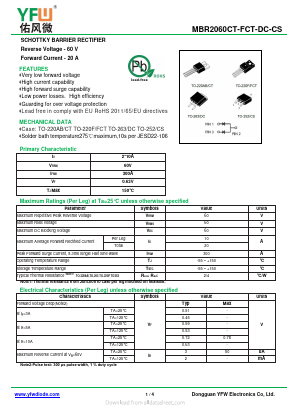 MBR2060CT Datasheet PDF DONGGUAN YOU FENG WEI ELECTRONICS CO., LTD