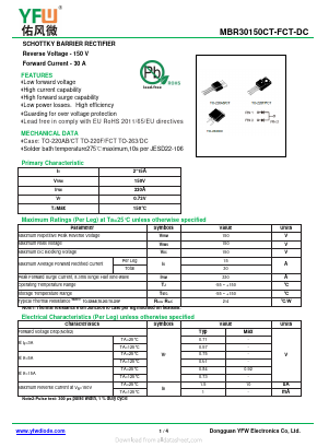 MBR30150FCT Datasheet PDF DONGGUAN YOU FENG WEI ELECTRONICS CO., LTD