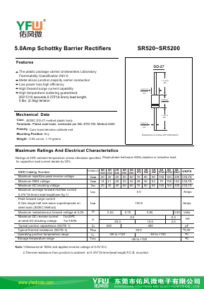 SR520-DO27 Datasheet PDF DONGGUAN YOU FENG WEI ELECTRONICS CO., LTD