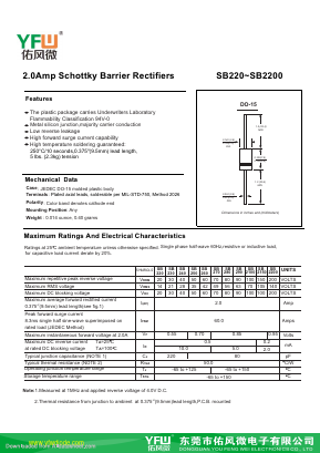 SB220-DO-15 Datasheet PDF DONGGUAN YOU FENG WEI ELECTRONICS CO., LTD
