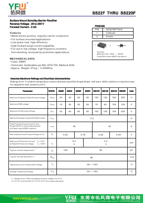 SS22F-SMAF Datasheet PDF DONGGUAN YOU FENG WEI ELECTRONICS CO., LTD