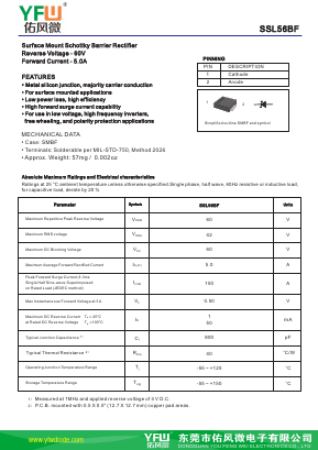 SSL56BF-SMBF Datasheet PDF DONGGUAN YOU FENG WEI ELECTRONICS CO., LTD