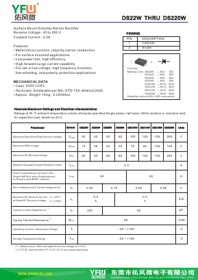DS22W-SOD123FL Datasheet PDF DONGGUAN YOU FENG WEI ELECTRONICS CO., LTD