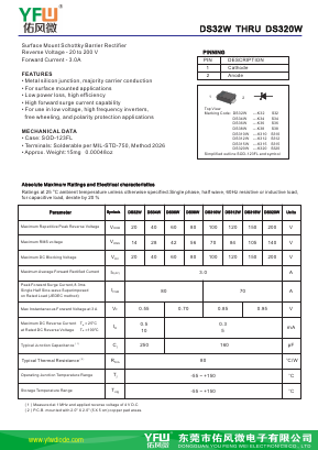 DS32W-SOD123FL Datasheet PDF DONGGUAN YOU FENG WEI ELECTRONICS CO., LTD