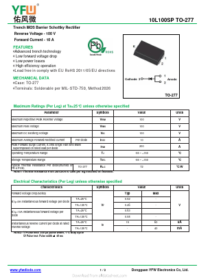 10L100SP Datasheet PDF DONGGUAN YOU FENG WEI ELECTRONICS CO., LTD