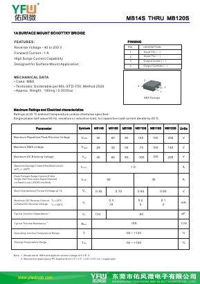 MB14S-MBS Datasheet PDF DONGGUAN YOU FENG WEI ELECTRONICS CO., LTD
