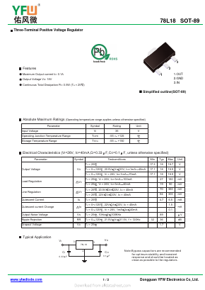 78L18 Datasheet PDF DONGGUAN YOU FENG WEI ELECTRONICS CO., LTD