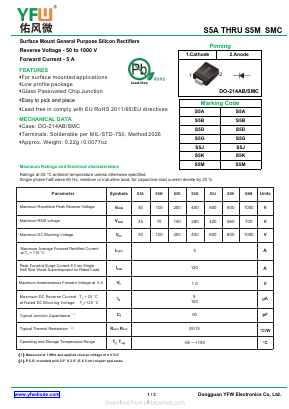 S5A Datasheet PDF DONGGUAN YOU FENG WEI ELECTRONICS CO., LTD