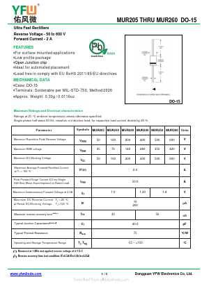 MUR220 Datasheet PDF DONGGUAN YOU FENG WEI ELECTRONICS CO., LTD