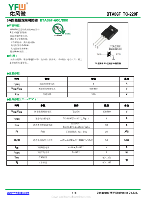 BTA06F-800D Datasheet PDF DONGGUAN YOU FENG WEI ELECTRONICS CO., LTD