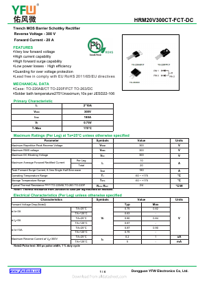 HRM20V300DC-R Datasheet PDF DONGGUAN YOU FENG WEI ELECTRONICS CO., LTD