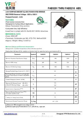 FABS208 Datasheet PDF DONGGUAN YOU FENG WEI ELECTRONICS CO., LTD